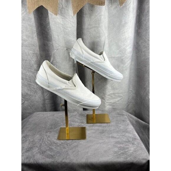 VANS CLASSIC SLIP ON CLASSIC TUMBLE TRUE WHITE LEATHER UPPER SIZE 5.5 main image 4